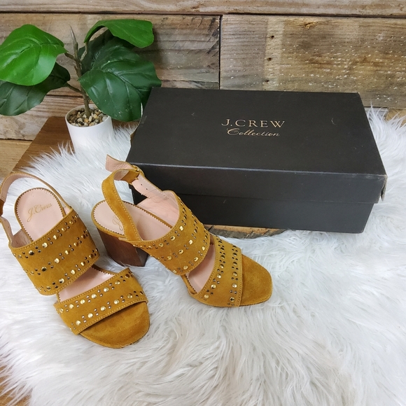 J. Crew Studded Suede Heeled Sandals - Picture 7 of 8